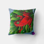 Benjamin the Red Frog Pond Flower Green Lotus Leaf Kussen (Achterkant)