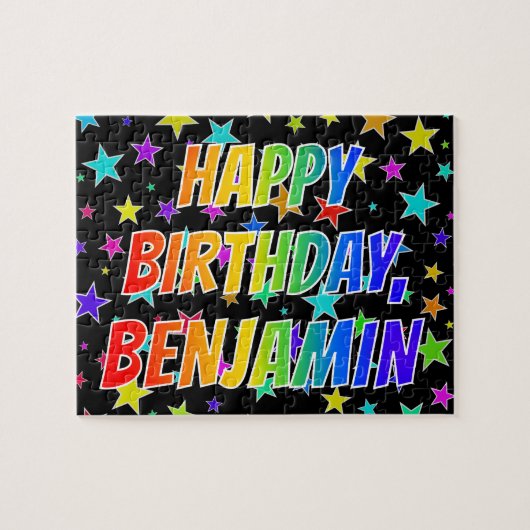 "BENJAMIN" Voornaam, geun "HAPPY BIRTHDAY" Legpuzzel (Horizontaal)