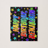 "BENJAMIN" Voornaam, geun "HAPPY BIRTHDAY" Legpuzzel (Verticaal)