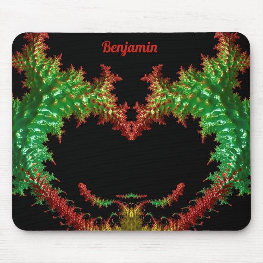 BENJAMIN ~ Zany Hot Red, Yellow, Black en Green Muismat (Voorkant)