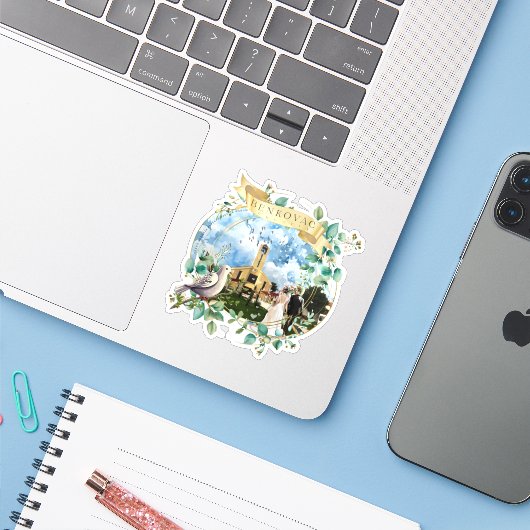 Benkovac Sticker (Laptop met iPhone)
