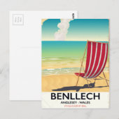 Benllech, Anglesey Wales vintage reisposter Briefkaart (Voorkant / Achterkant)