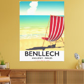 Benllech, Anglesey Wales vintage reisposter Canvas Afdruk (Insitu (Woonkamer))