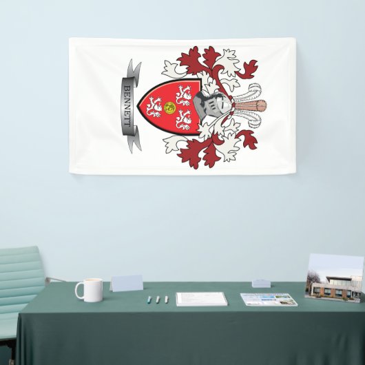 Bennett Family Crest Coat of Arms Spandoek (Beurs)