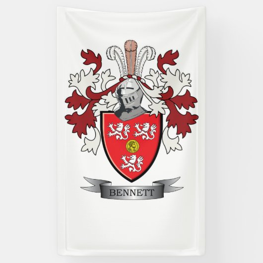 Bennett Family Crest Coat of Arms Spandoek (Verticaal)