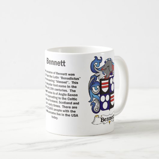 Bennett Family Crest op een mok (Voorkant rechts)