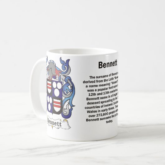 Bennett Family Crest op een mok (Voorkant links)