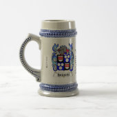 Bennett Family Crest op een stein Bierpul (Links)