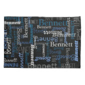 Bennett gepersonaliseerde naam blauwe grijs kussensloop (Achterkant)