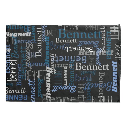 Bennett gepersonaliseerde naam blauwe grijs kussensloop (Achterkant)