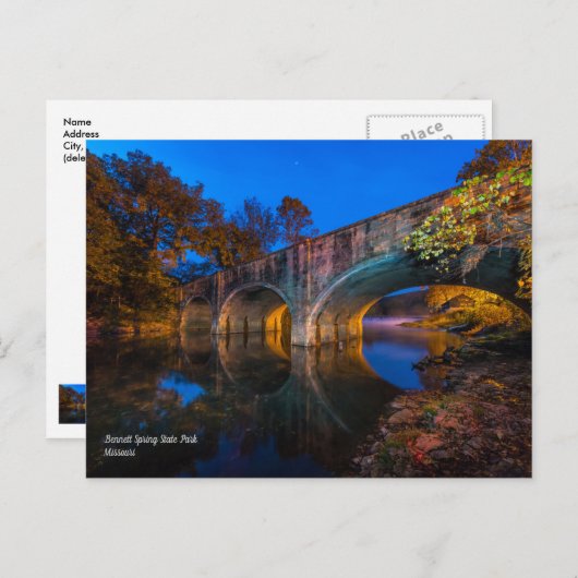 Bennett Spring Bridge Twilight Briefkaart (Voorkant / Achterkant)