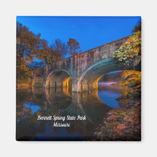 Bennett Spring Bridge Twilight Square Magnet (Voorkant)