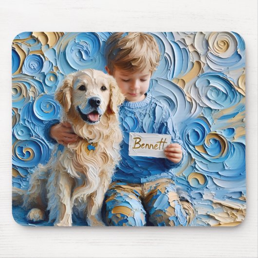 BENNETT ~ Verjaardag Golden Retriever ~ Mousepad Muismat (Voorkant)
