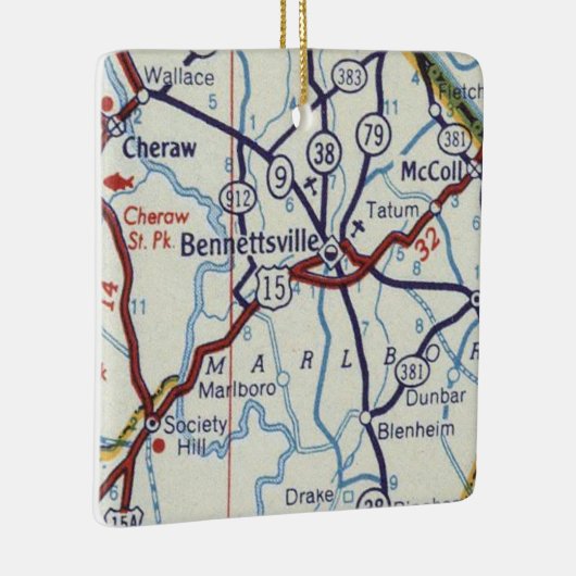 Bennettsville SC  map Keramisch Ornament (Rechts)