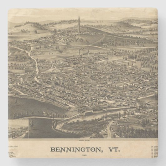 Bennington,  kaart Vermont Stenen Onderzetter (Voorkant)
