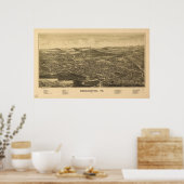 Bennington Vermont 1887 Antiek Panorama Poster (Keuken)