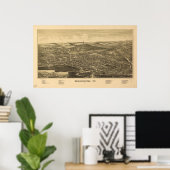 Bennington Vermont 1887 Antiek Panorama Poster (Thuiskantoor)