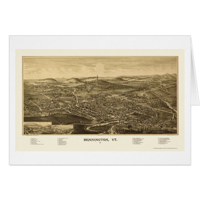 Bennington, VT Panorama Map - 1887 (Voorkant Horizontaal)