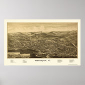 Bennington, VT Panorama Map - 1887 Poster (Voorkant)