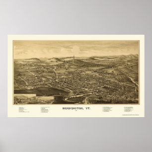 Bennington, VT Panorama Map - 1887 Poster