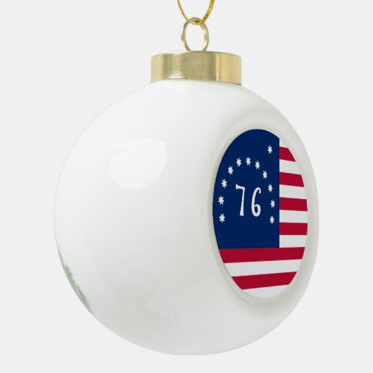 Bennington's Banner: De 76 Amerikaanse Battle Flag Keramische Bal Ornament (Links)