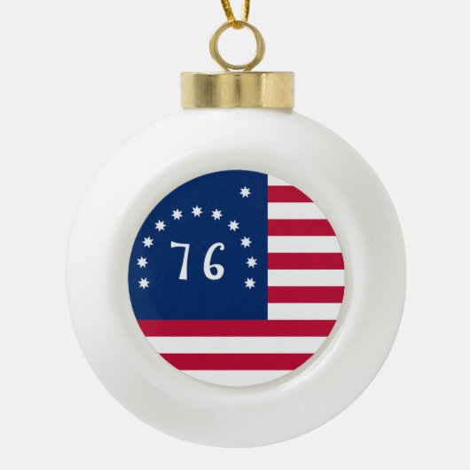 Bennington's Banner: De 76 Amerikaanse Battle Flag Keramische Bal Ornament (Voorkant)