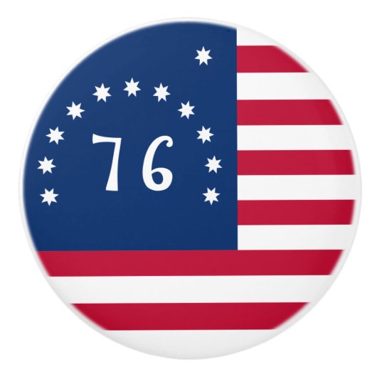 Bennington's Banner: De 76 Amerikaanse Battle Flag Keramische Knop (Voorkant)