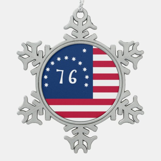 Bennington's Banner: De 76 Amerikaanse Battle Flag Tin Sneeuwvlok Ornament (Voorkant)