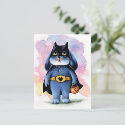Benny Blue - Batbunny Halloween Briefkaart (Staand voorkant)