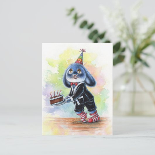 Benny Blue - Birthday Cake Briefkaart (Staand voorkant)