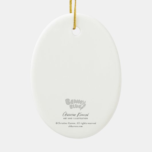 Benny Blue Bunny Kerstmis Ornament (Achterkant)