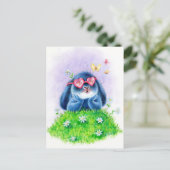 Benny Blue - Roze glazen Briefkaart (Staand voorkant)