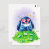 Benny Blue - Roze glazen Briefkaart (Voorkant / Achterkant)