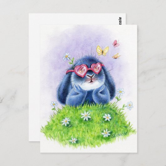 Benny Blue - Roze glazen Briefkaart (Voorkant / Achterkant)