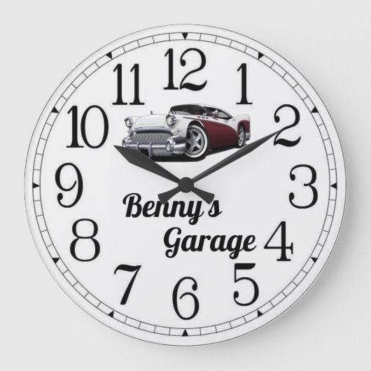 Benny's klassieke auto garage grote klok (Voorkant)