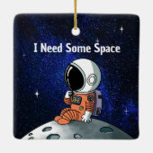 Benodigde ruimte, astronaut, ruimtevaarder, op maa keramisch ornament (Achterkant)