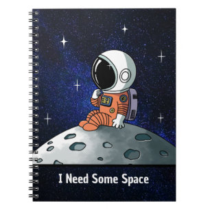 Benodigde ruimte, astronaut, ruimtevaarder, op maa notitieboek