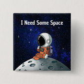 Benodigde ruimte, astronaut, ruimtevaarder, op maa vierkante button 5,1 cm (Voorkant)