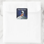 Benodigde ruimte, astronaut, ruimtevaarder, op maa vierkante sticker (Tas)