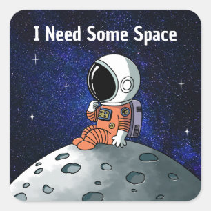 Benodigde ruimte, astronaut, ruimtevaarder, op maa vierkante sticker