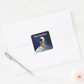 Benodigde ruimte, astronaut, ruimtevaarder, op maa vierkante sticker (Envelop)