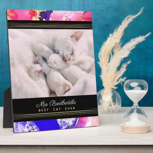 Benoemd Beste Kat ooit Fotosjabloon Roze Abstract Fotoplaat (Zijkant)