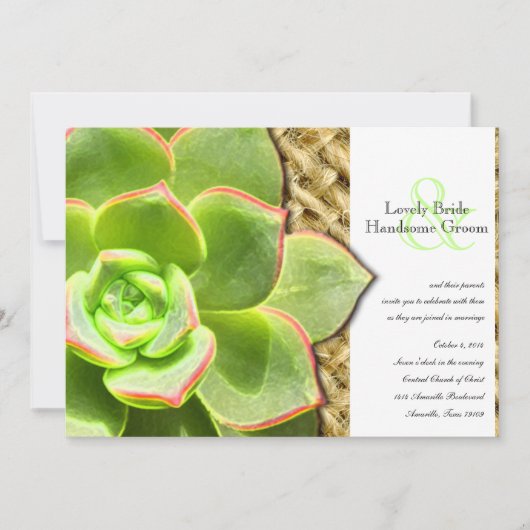 Benoemd Hen en Chicks Burlap Wedding Invitation Kaart (Voorkant)