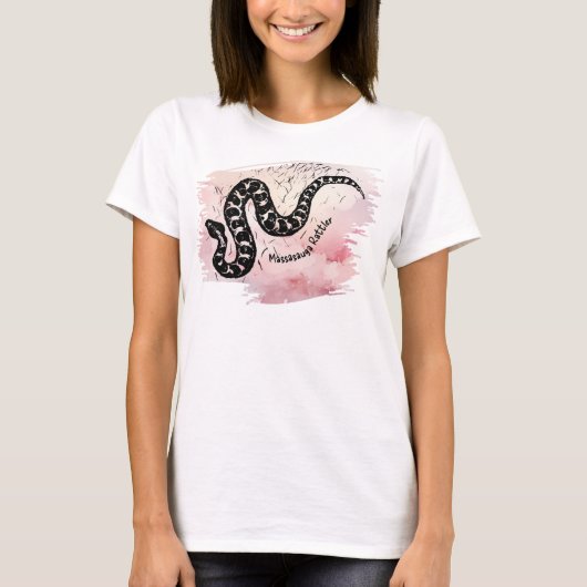 Benoemd Ik Bijt Massasauga Slang op Roze T-shirt (Voorkant)