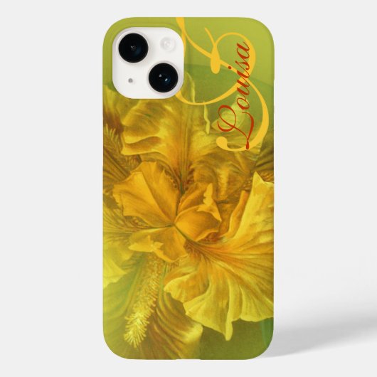 Benoemd iris floral yellow art hoesje (Achterkant)