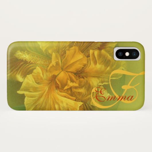 Benoemd iris floral yellow art iphone case (Achterkant (horizontaal))