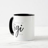 Benoemd tot Gigi Elegant Oprichtingsjaar Script Mok (Voorkant links)