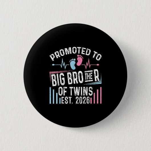 Benoemd tot grote broer van tweeling geschat 2026 ronde button 5,7 cm (Voorkant)
