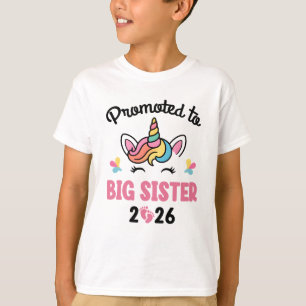 Benoemd tot grote zus 2026 Eenhoorn Baby Aankondig T-shirt