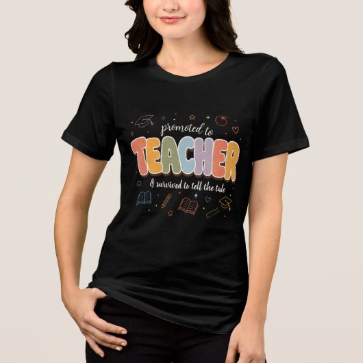 Benoemd tot leraar Retro donkere achtergrond Paste Tri-Blend Shirt (Voorkant)
